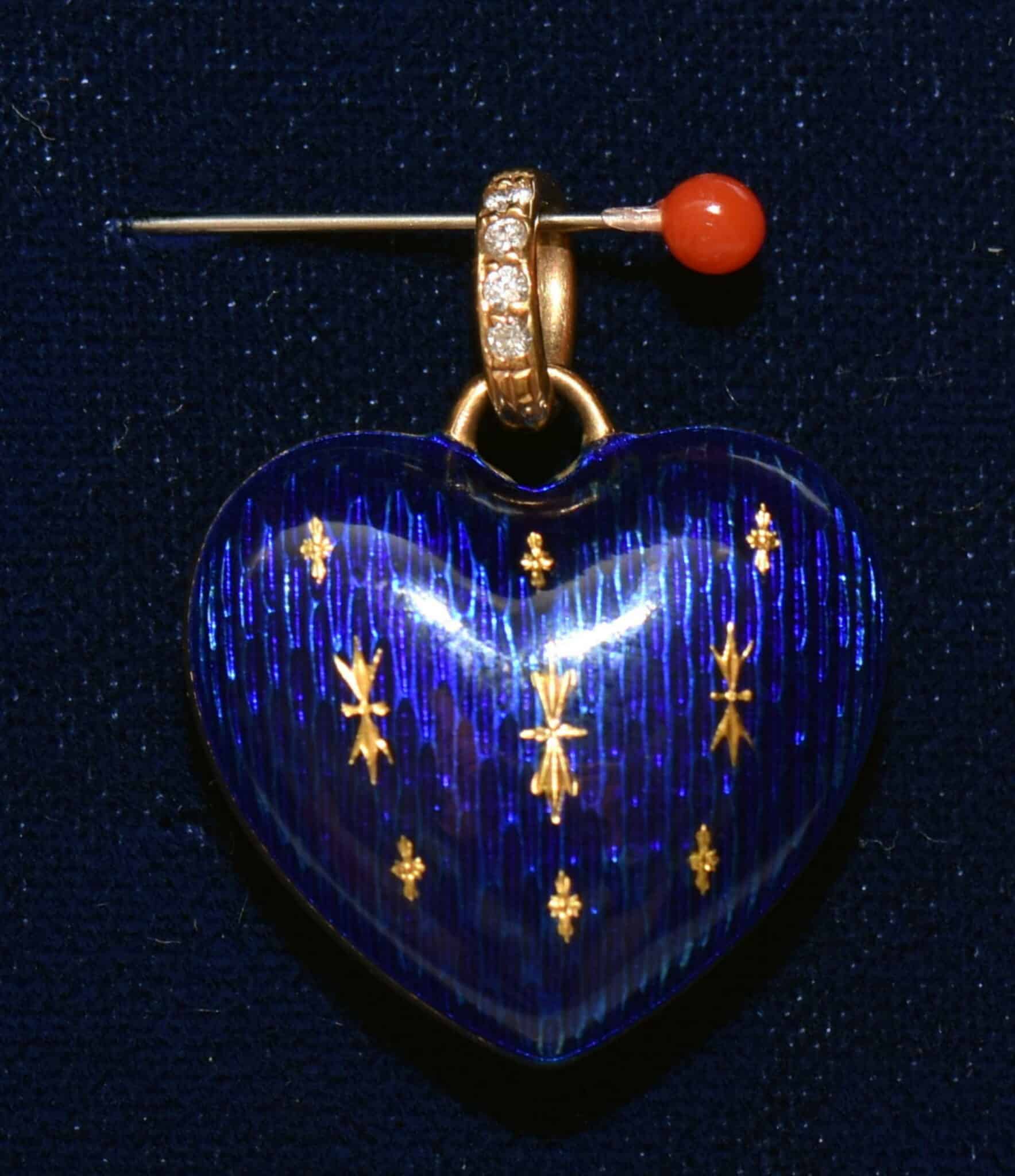 GmbH neu eleganter Herz Faberge Gold Juwelier Brillant Ketten blau Edmund Emaille – Anhänger Arnold